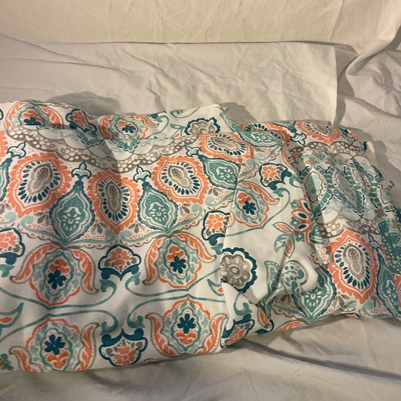 Cynthia Rowley Teal and Coral Shower Curtain - Picture 2 of 4